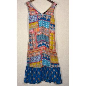 Feathers by Tolani Patchwork Paisley Floral Modal Midi Dress S Multicolor Boho